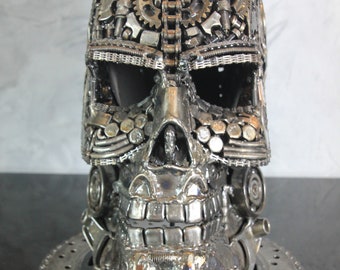 Skull From Recycled Scrap Metal Art