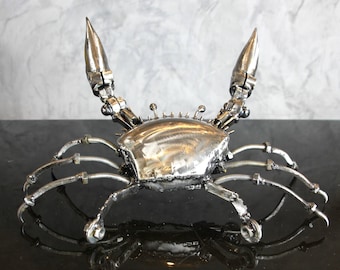 赤いカニのスクラップ金属リサイクルアート、カニの彫刻の置物 - Etsy 日本