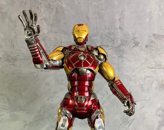 Iron Man Painted Robot Recycled  Scrap Metal Art