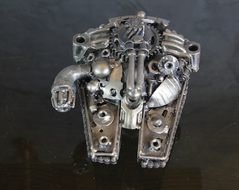 Spaceship 6" Robot Recycled Metal Art