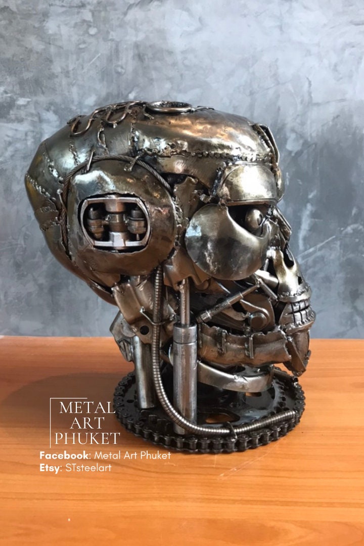 Terminator T-800 Schädel Figur Metall Schlüsselanhänger Totenkopf Film  Spiel Ko