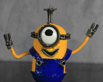 Made To Order Minion Painted Robot Recycled Scrap Metal Art