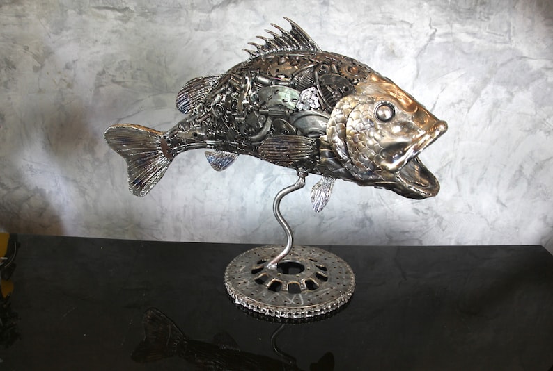 Sea Bass Fish Metal Art Sculpture Etsy