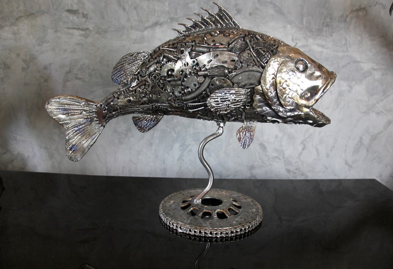Sea Bass Fish Metal Art Sculpture Etsy