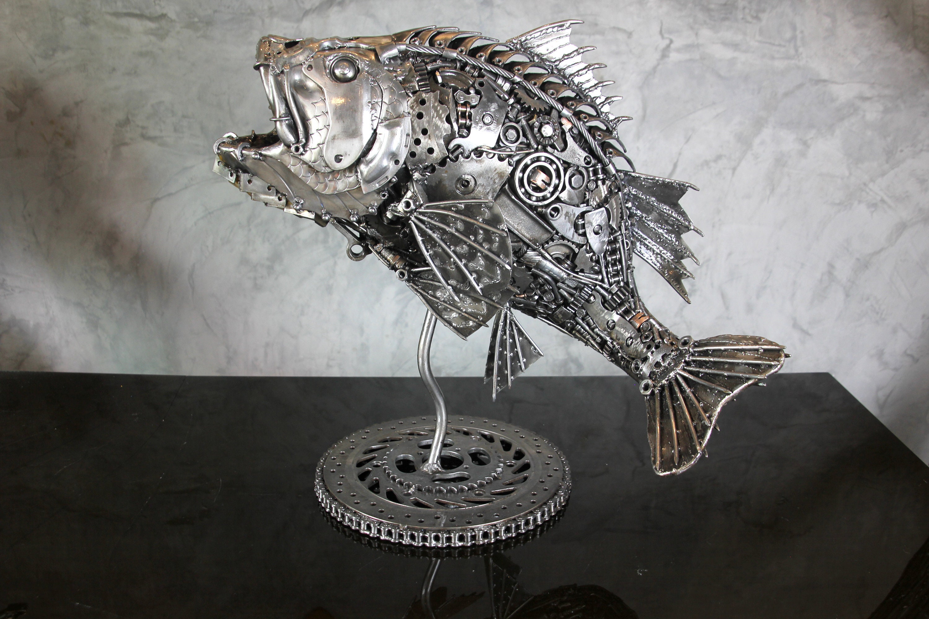 Bass Fish 24 Recycled Scrap Metal Art Sculpture -  Canada