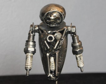 Robot Recycled Inspired Scrap Metal Sculpture Art