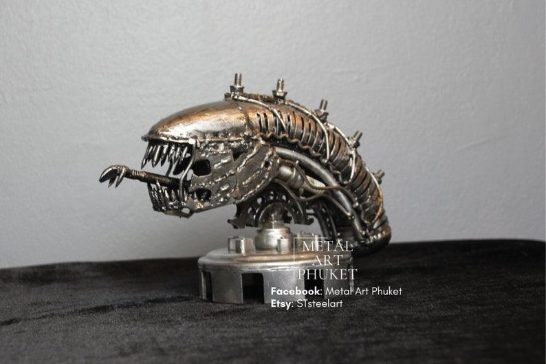 Alien's Head Scrap Metal Sculpture - Etsy