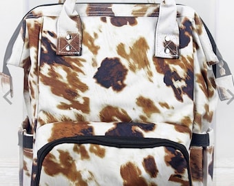 cow print diaper bag backpack