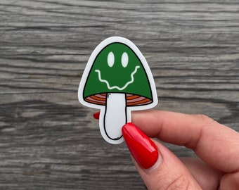 Trippy Smiley Pilz Aufkleber - Wasserfester Vinyl Aufkleber