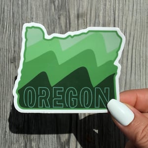 Green Oregon State Sticker - Waterproof Vinyl Decal
