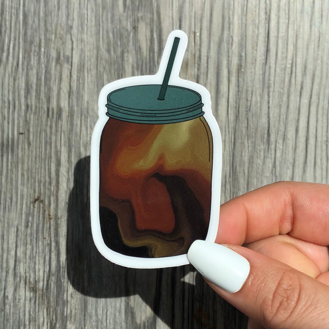 Iced Coffee Mason Jar Sticker Waterproof - Etsy
