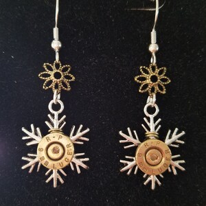 Snowflake Bullet Casing Earrings
