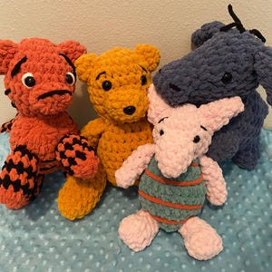Crochet Classic Winnie and Friends Plushies - Large Finished Products