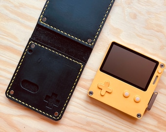 Panic Playdate handmade leather case - Black