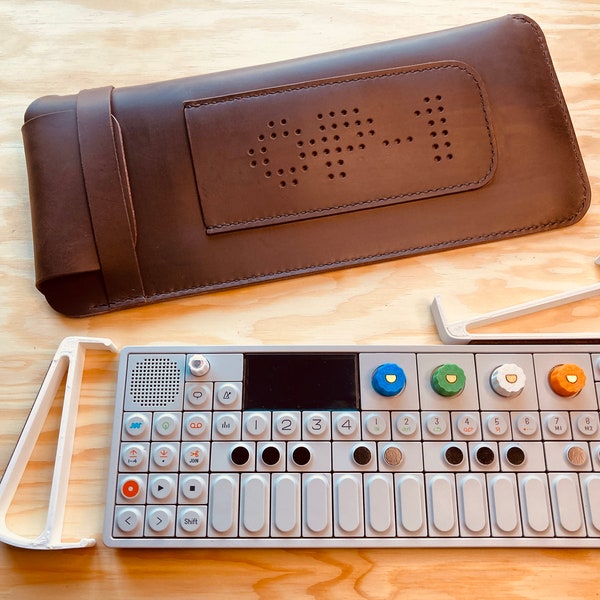 Teenage Engineering OP-1 Leather Case + Non-Slip Tilt Stands + Stubby Control Knobs Set