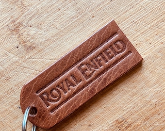 Handgemaakte leren sleutelhanger - Royal Enfield OG