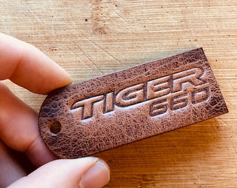 Handmade leather key ring - Triumph Tiger 660