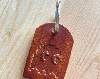 Leather Pacman Ghost (Arcade Classic) key ring