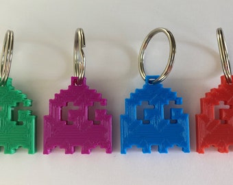 4x 3D printed Pacman Ghost (Arcade Classic) key rings