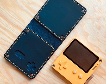 Panic Playdate handmade leather case - Navy Blue