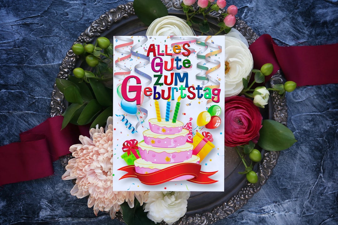 German Birthday card in German Language Alles Gute zum Etsy Nederland