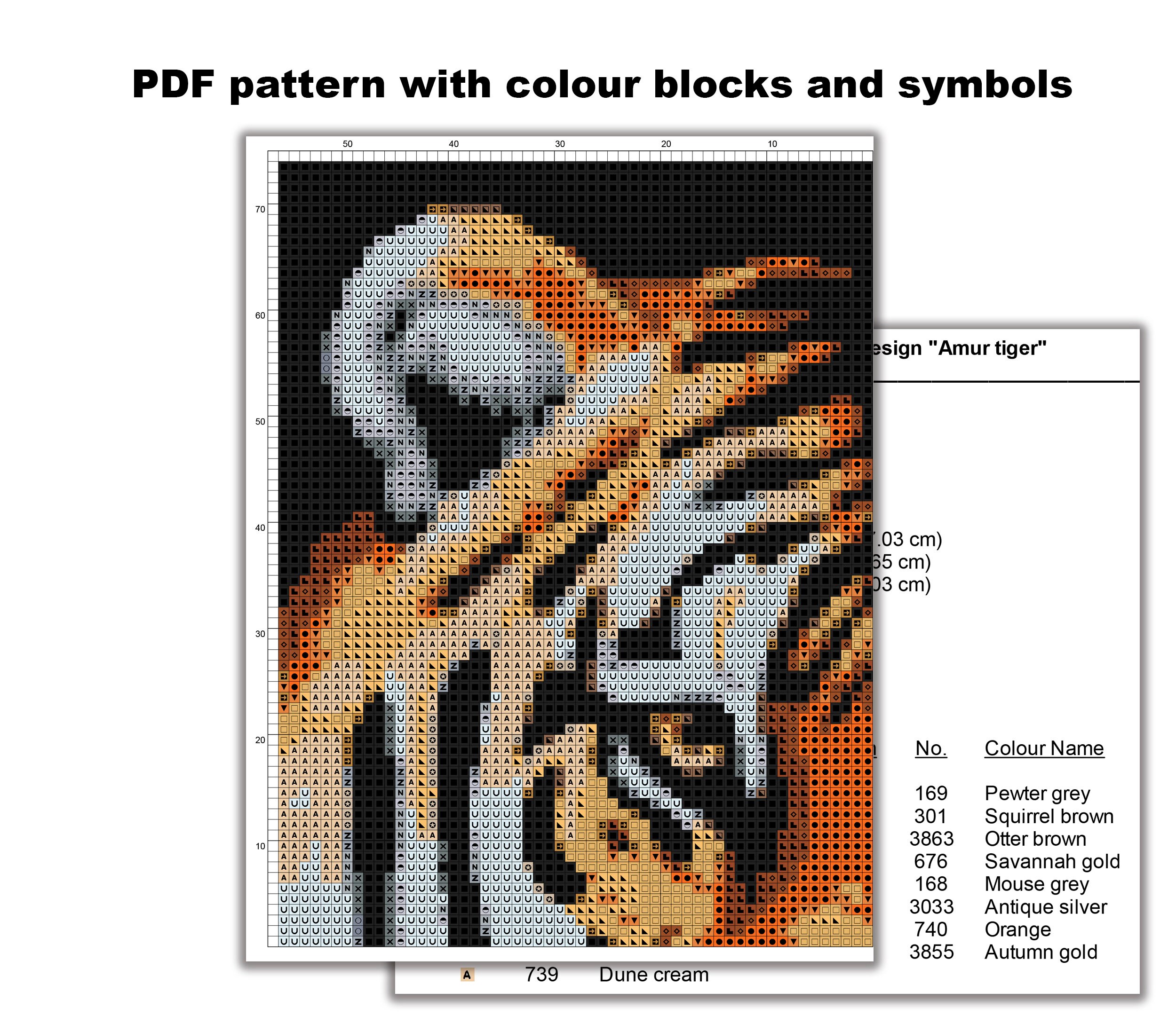 Tiger cross stitch pattern Animal cross stitch pattern PDF Etsy