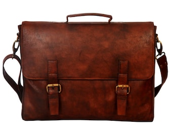 Genuine Leather Messenger Bag Laptop Bag Shoulder Bag for Women Gift For Men Office bag Work Briefcase Large Satchel Rustic Bag