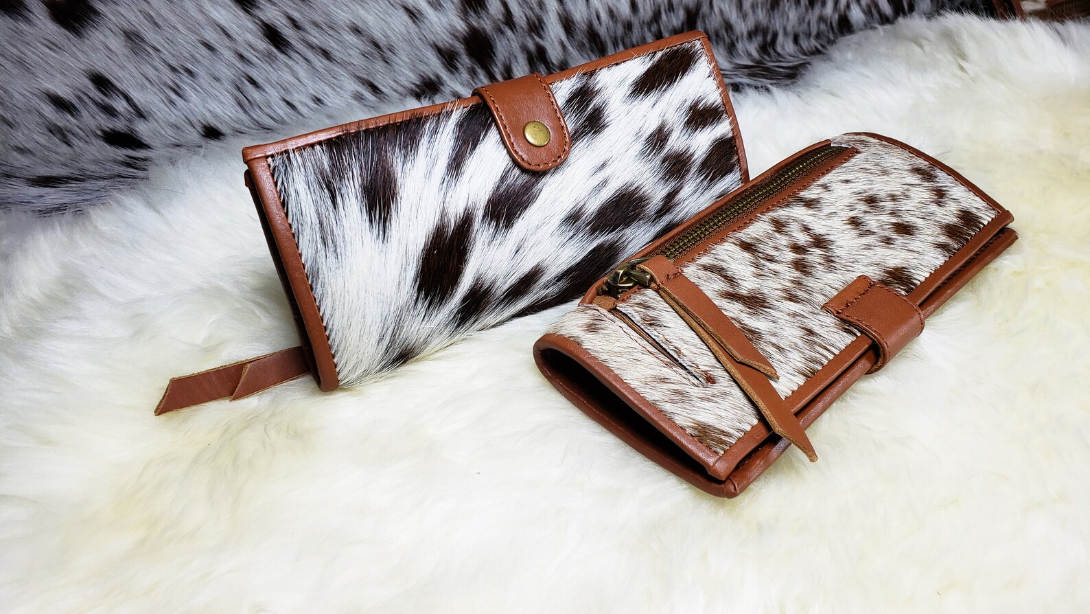 Cowhide Wallets for Women Slim Wallet Bifold Brown Tan Leather Etsy