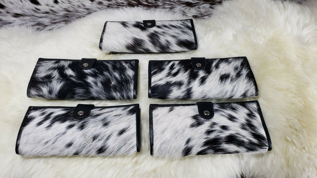 Cowhide Wallets for Women Slim Wallet Bifold Black Leather Zipper