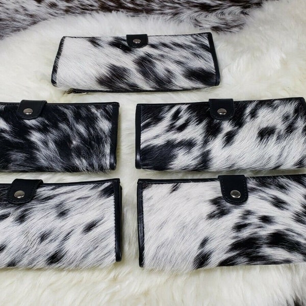 Black and White Cow Hide Wallet Etsy