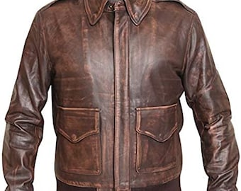 A2 Military Bomber Leather Jacket for Men - Handmade Cockpit Pilot Premium Bomber Jacket for Men leather jacket