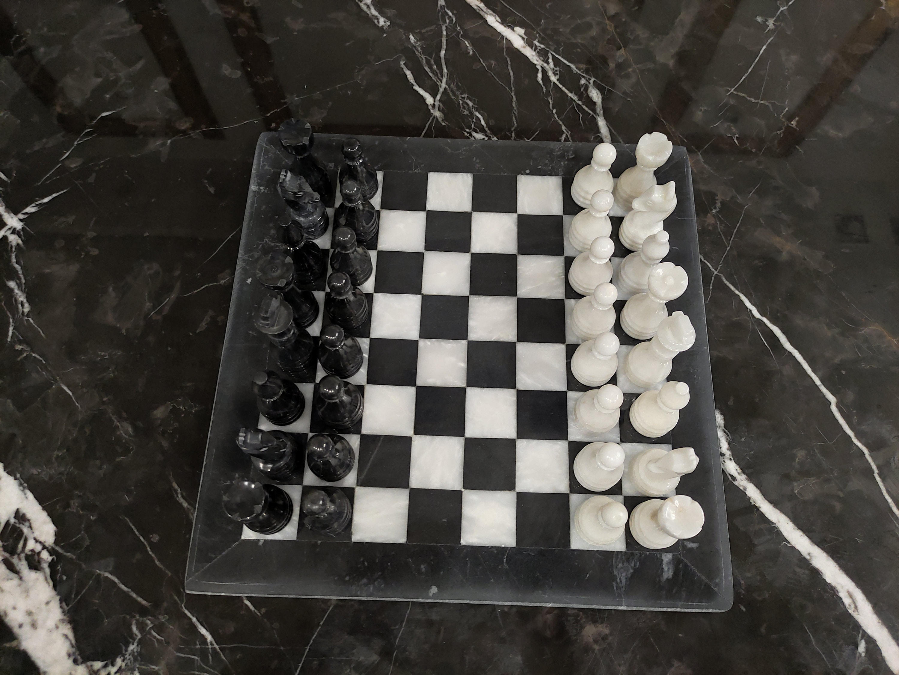 12 Inches Marble Black and White Premium Quality Chess Set