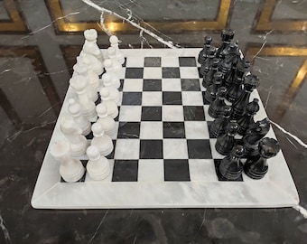 Handmade Marble Chess Set Indoor Adult Chess Game Marble Chess Board Handcraft 16" x 16" And 12" x 12"Premium Top Quality Chess Board