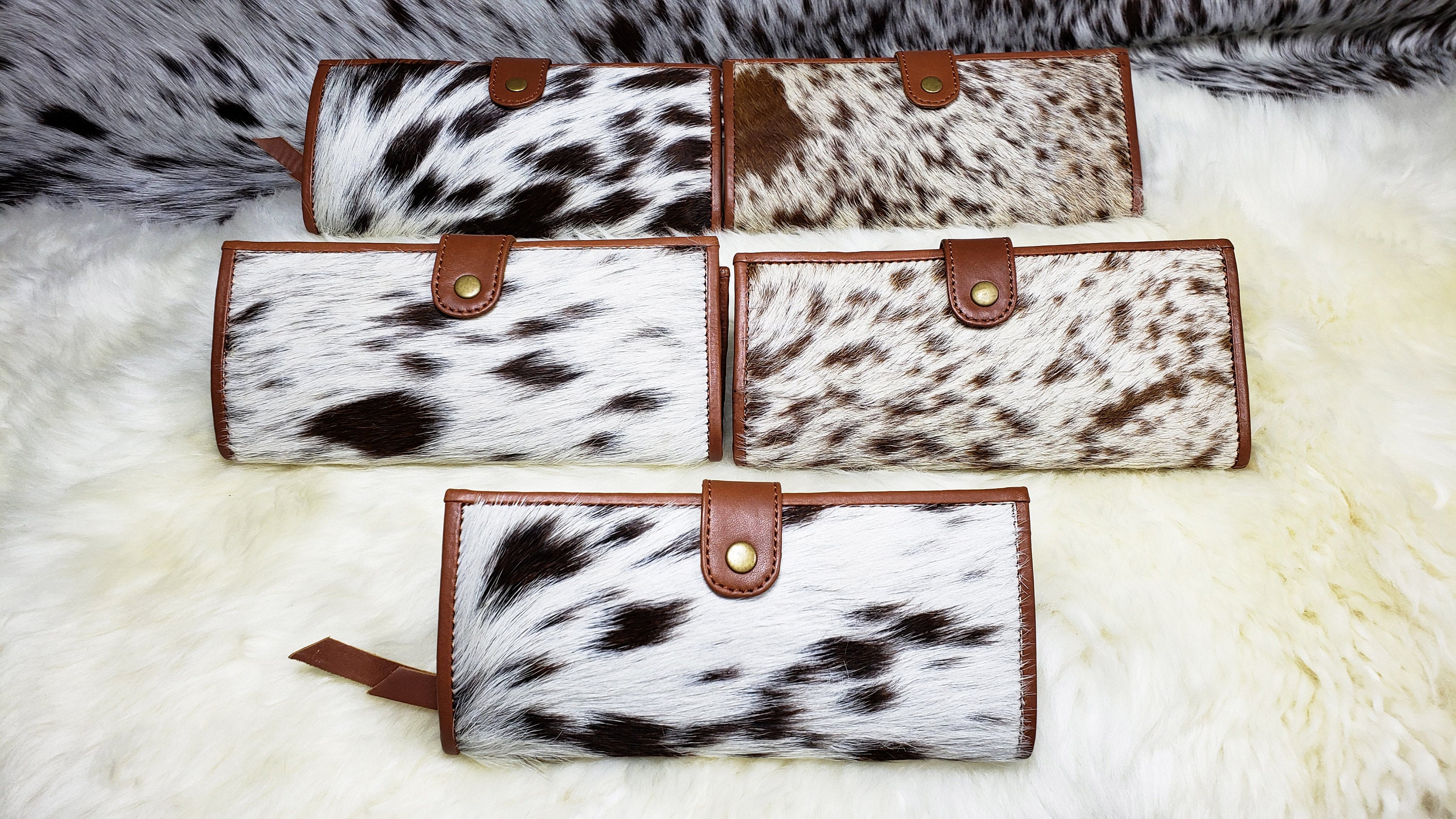 Cowhide Wallets for Women Slim Wallet Bifold Brown Tan Leather Etsy