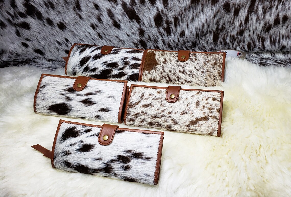 Cowhide Wallets for Women Slim Wallet Bifold Brown Tan Leather Etsy