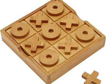 Tic Tac Toe Planche en bois, Ensemble de jeux de fête extérieur / intérieur pour enfants, Cadeau de Noël pour adultes / famille, Jeu de petits doigts, Jeu de pelouse