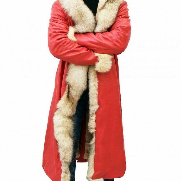 Santa suit-Santa Claus Leather Trench Coat Christmas Chronicles Kurt Russell Santa Clause Long Jacket for Men and Women Costume