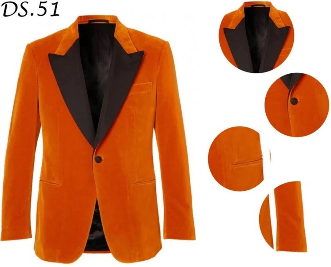 Men Tuxedo Jackets MEN'S BLAZER Velvet Blazer Orange Etsy