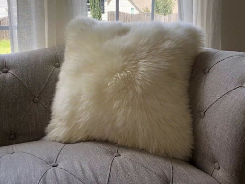 Genuine Sheepskin Cushion Cover Real Fur Decorative Pillow Etsy
