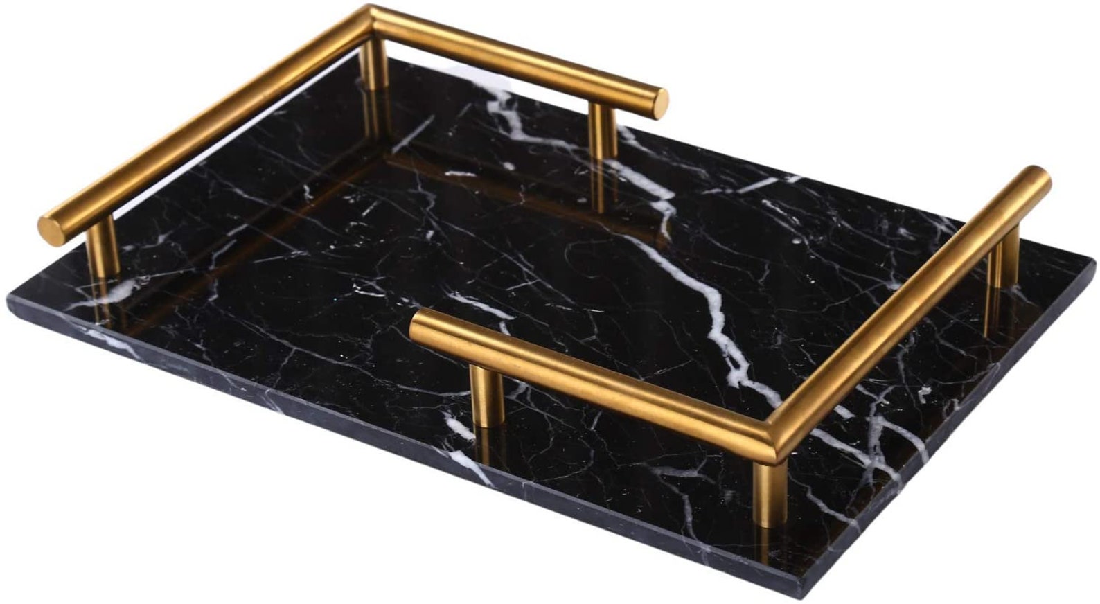 Black Marble Tray for Vanity with Gold Handles Marble jewelry Etsy