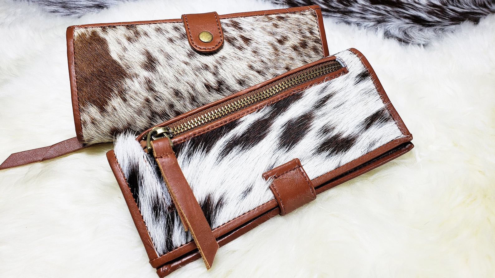 Cowhide Wallets for Women Slim Wallet Bifold Brown Tan Leather Etsy