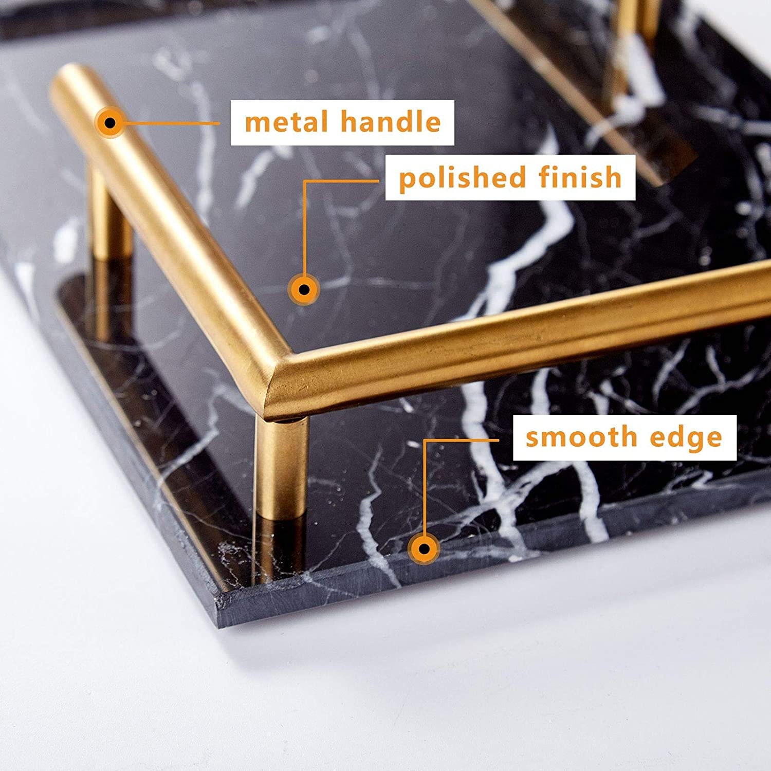Black Marble Tray for Vanity with Gold Handles Marble jewelry Etsy