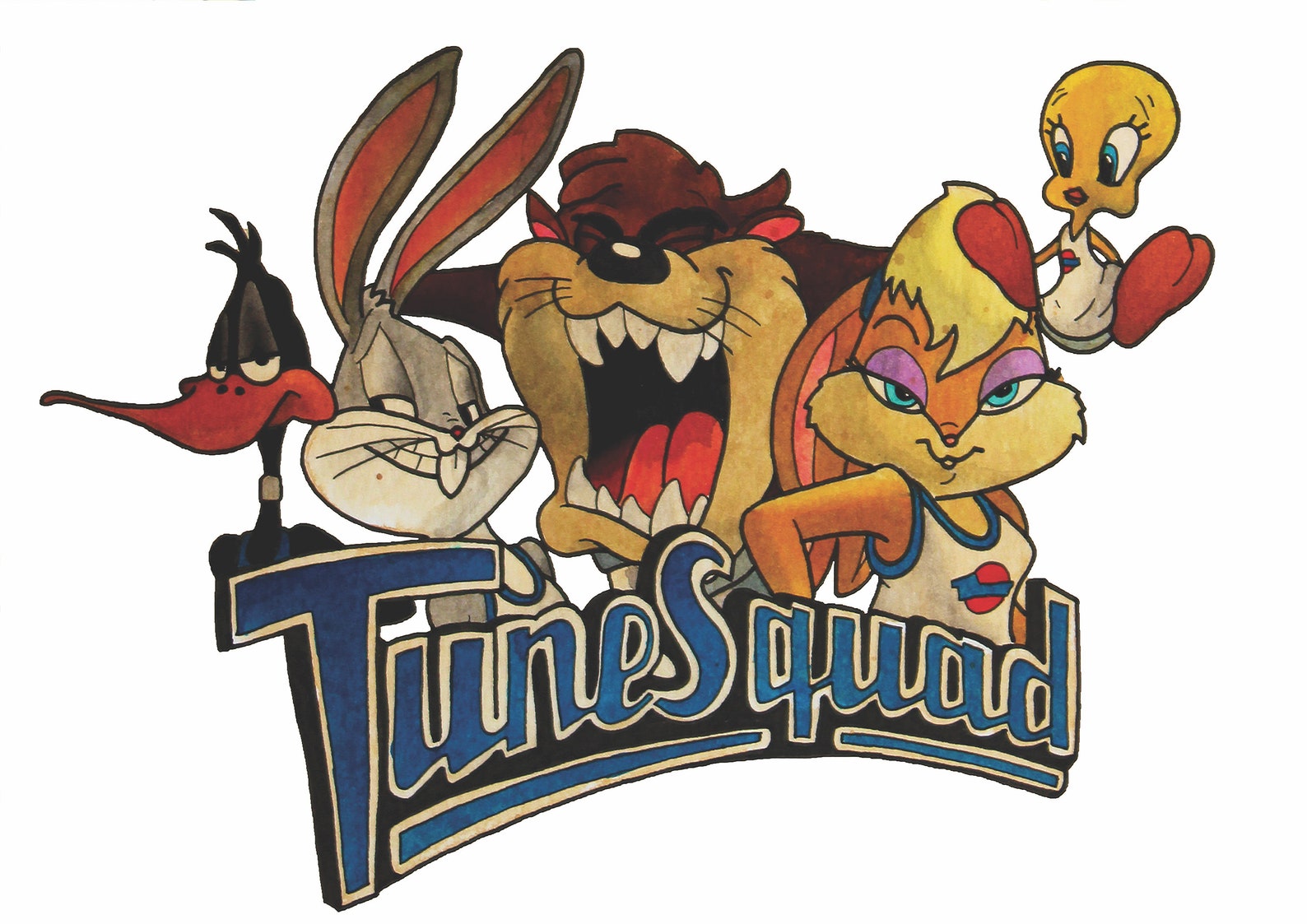 Tune Squad Space Jam Tattoo Art Print Etsy