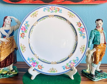 Minton’s B898 Porcelain Chop Plate, 12 1/4", B898, Hand-Enameled, Antique C 1925, Flower Garlands, Smooth Edge, England