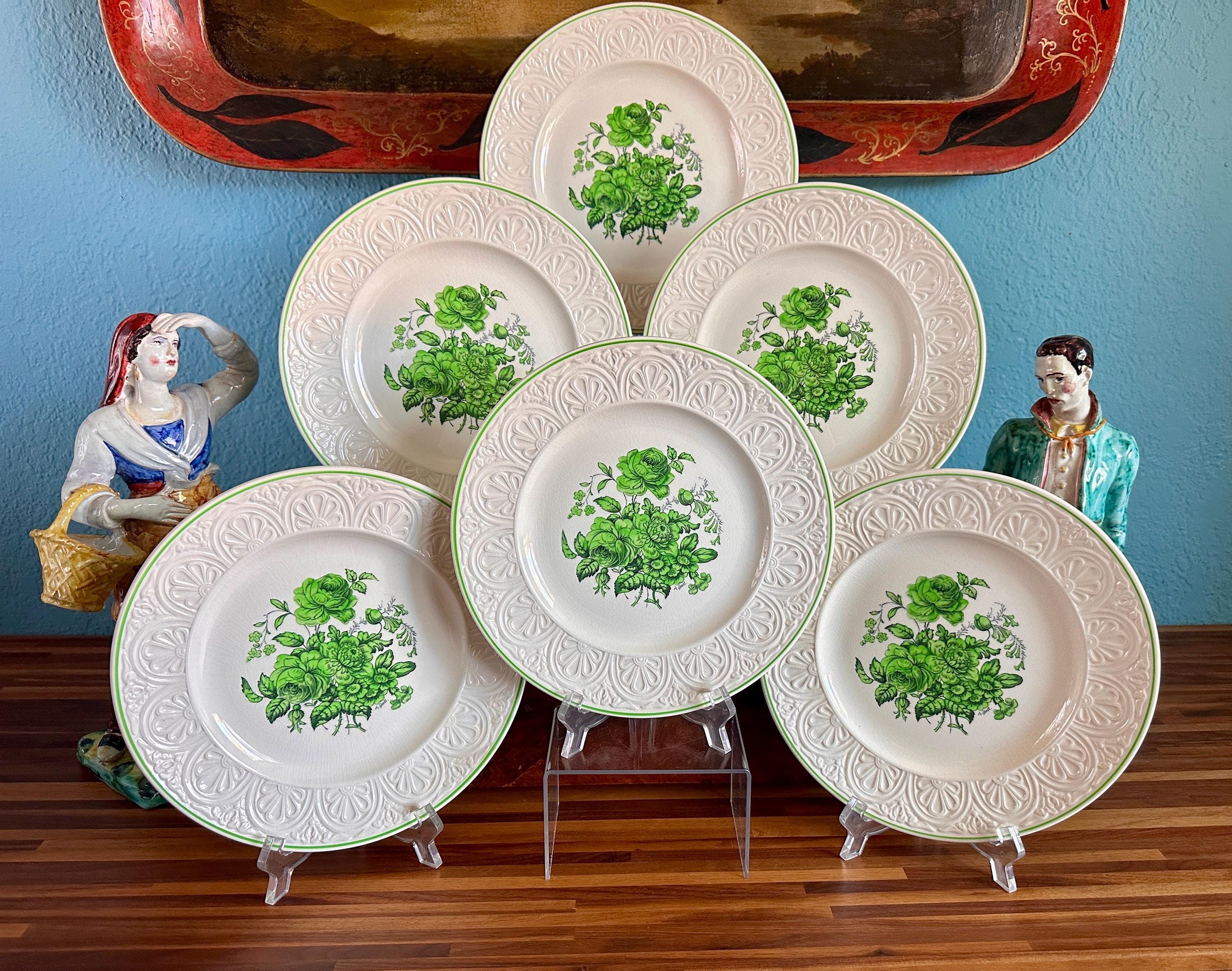 Green antique spode plates - Etsy 日本