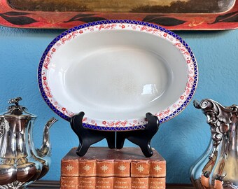 Royal Crown Derby Antique (1911) Open Oval Vegetable Serving Dish Bowl, King&#39;s Pattern 563, Imari,Burley & Co Chicago,Hand Decorated,England