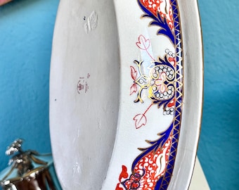 Royal Crown Derby Antique (1911) Open Oval Vegetable Serving Dish Bowl, King's Pattern 563, Imari,Burley & Co Chicago,Hand Decorated,England