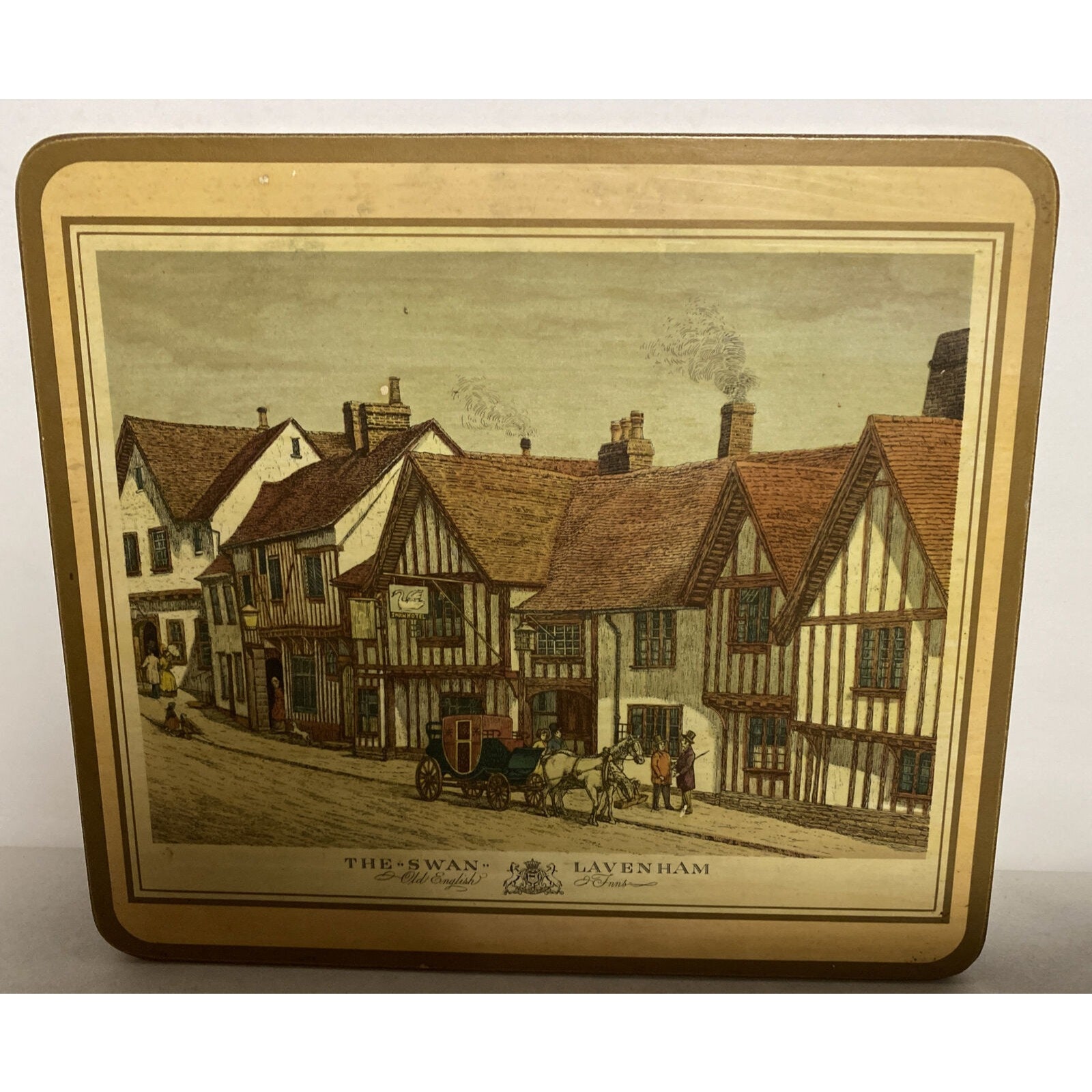 Pimpernel Old English Inns Placemats 2 Mats 7 5/8 X 8 5/8 Cork Backed