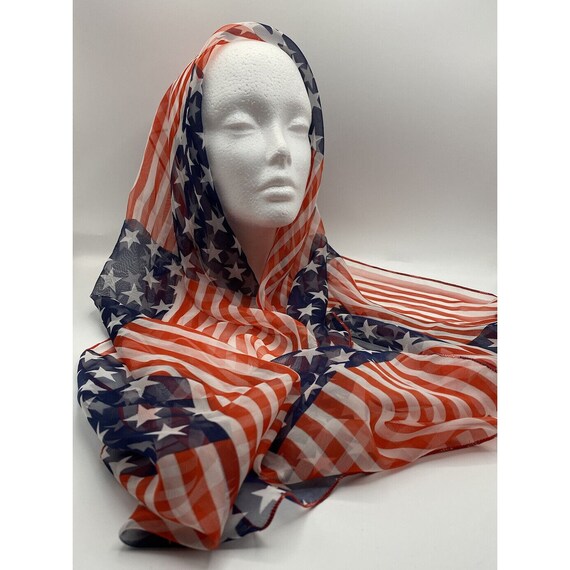 Vintage Stars And Stripes Rectangular Sheer Scarf… - image 1