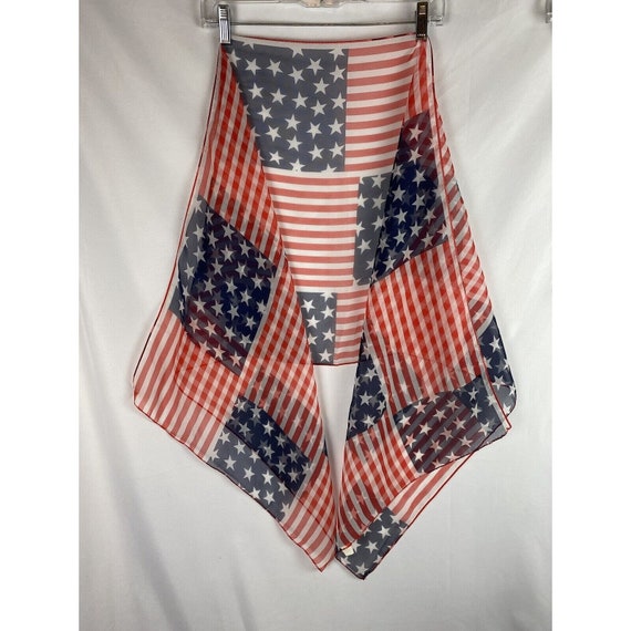 Vintage Stars And Stripes Rectangular Sheer Scarf… - image 5